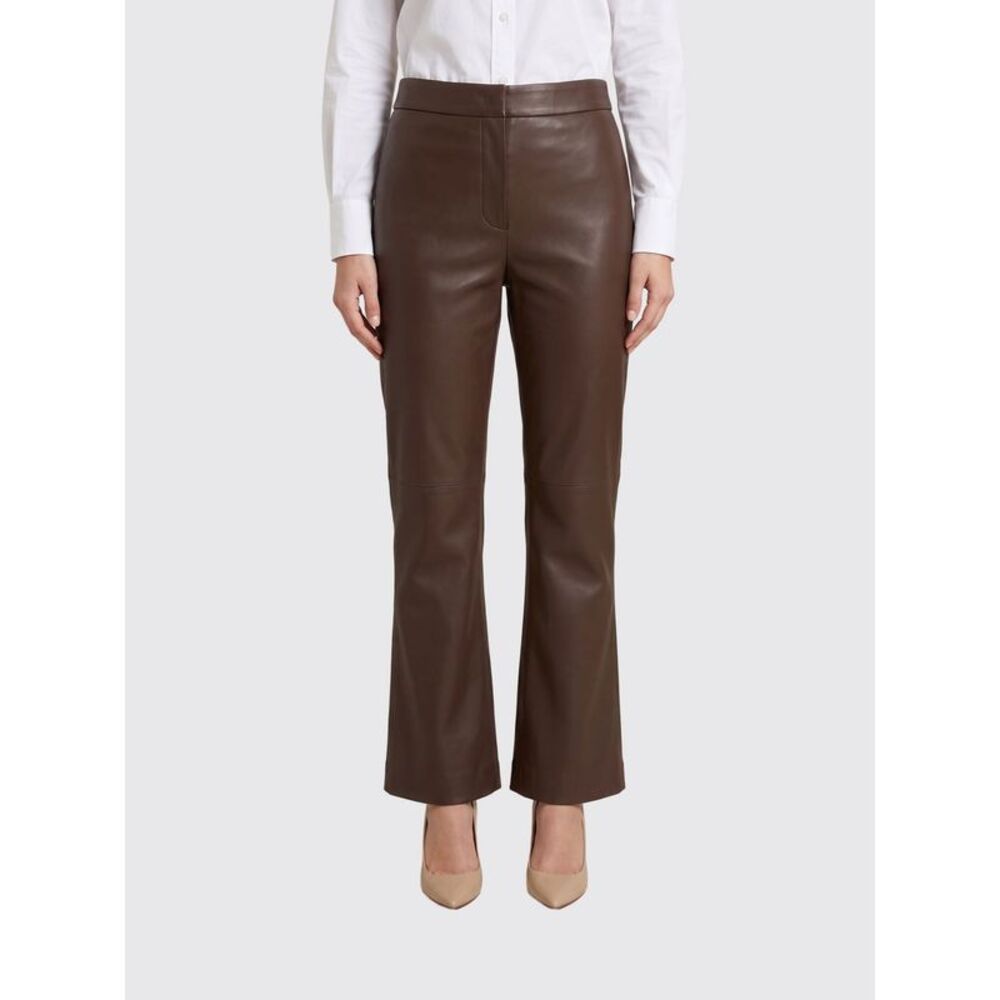 'S Max Mara Sublime Flared Mid-Rise Trousers In Smooth Calfskin Leather